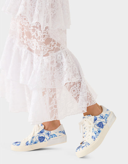 DAMON WHITE/BLUE FLORAL Women's Blue Floral Sneaker | Betsey Johnson Great Value