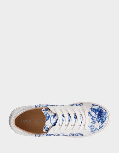 DAMON WHITE/BLUE FLORAL Women's Blue Floral Sneaker | Betsey Johnson Great Value