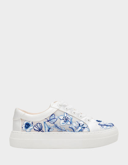 NINO BLUE FLORAL Platform Low-Top Lace-Up Sneakers | Betsey Johnson Smart Buy