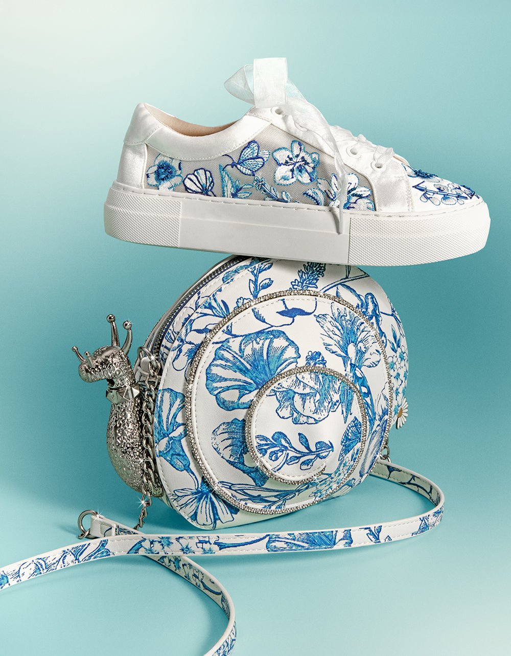 NINO BLUE FLORAL Platform Low-Top Lace-Up Sneakers | Betsey Johnson Smart Buy