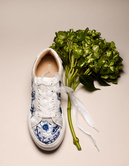 NINO BLUE FLORAL Platform Low-Top Lace-Up Sneakers | Betsey Johnson Smart Buy