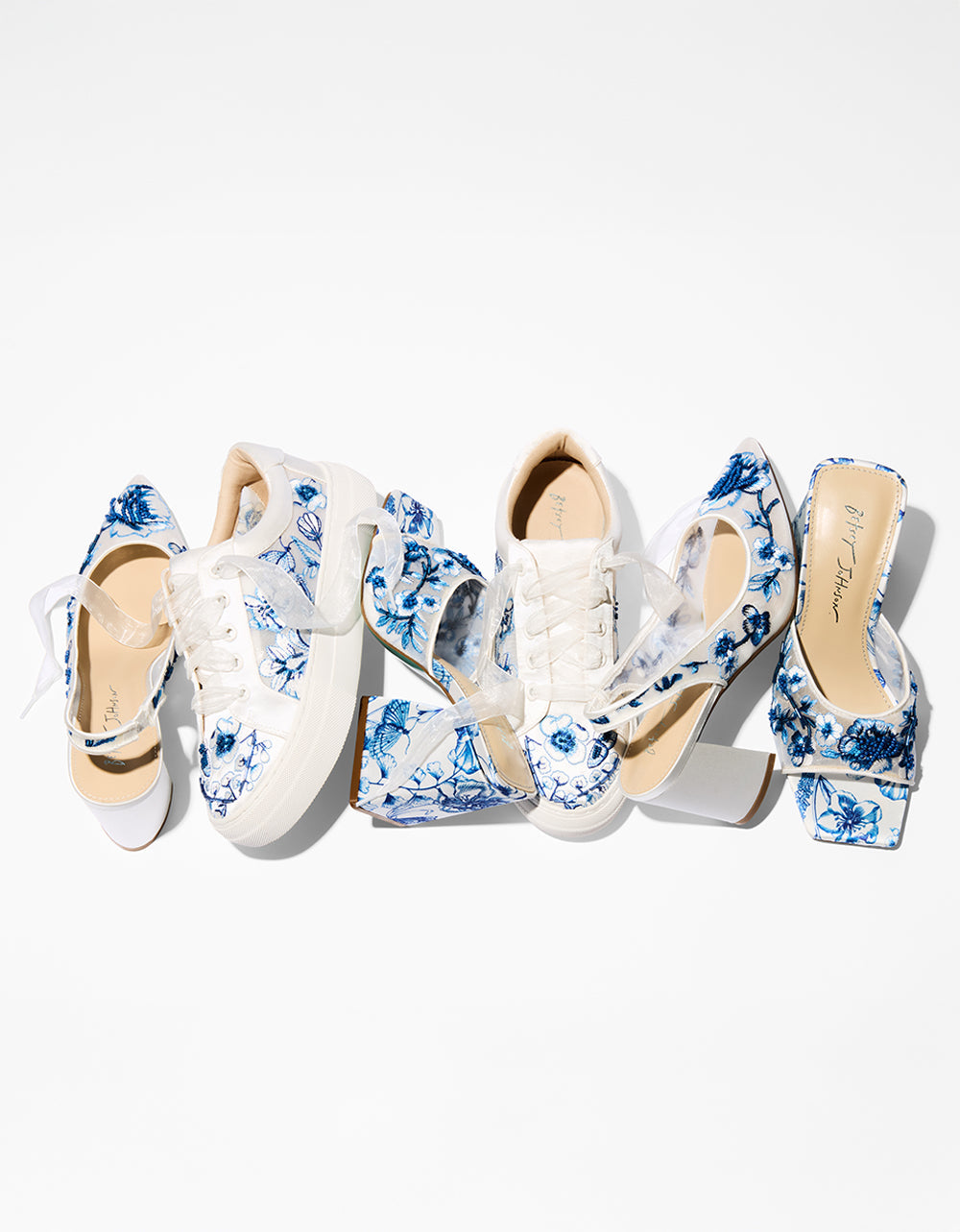 NINO BLUE FLORAL Platform Low-Top Lace-Up Sneakers | Betsey Johnson Smart Buy
