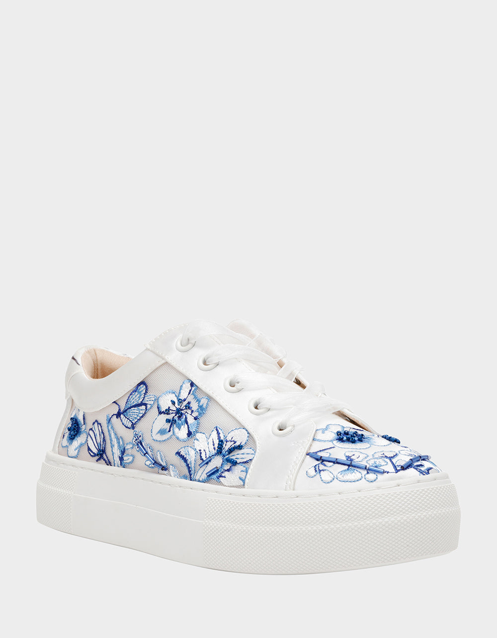 NINO BLUE FLORAL Platform Low-Top Lace-Up Sneakers | Betsey Johnson Smart Buy
