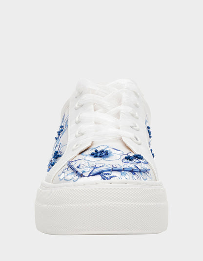 NINO BLUE FLORAL Platform Low-Top Lace-Up Sneakers | Betsey Johnson Smart Buy