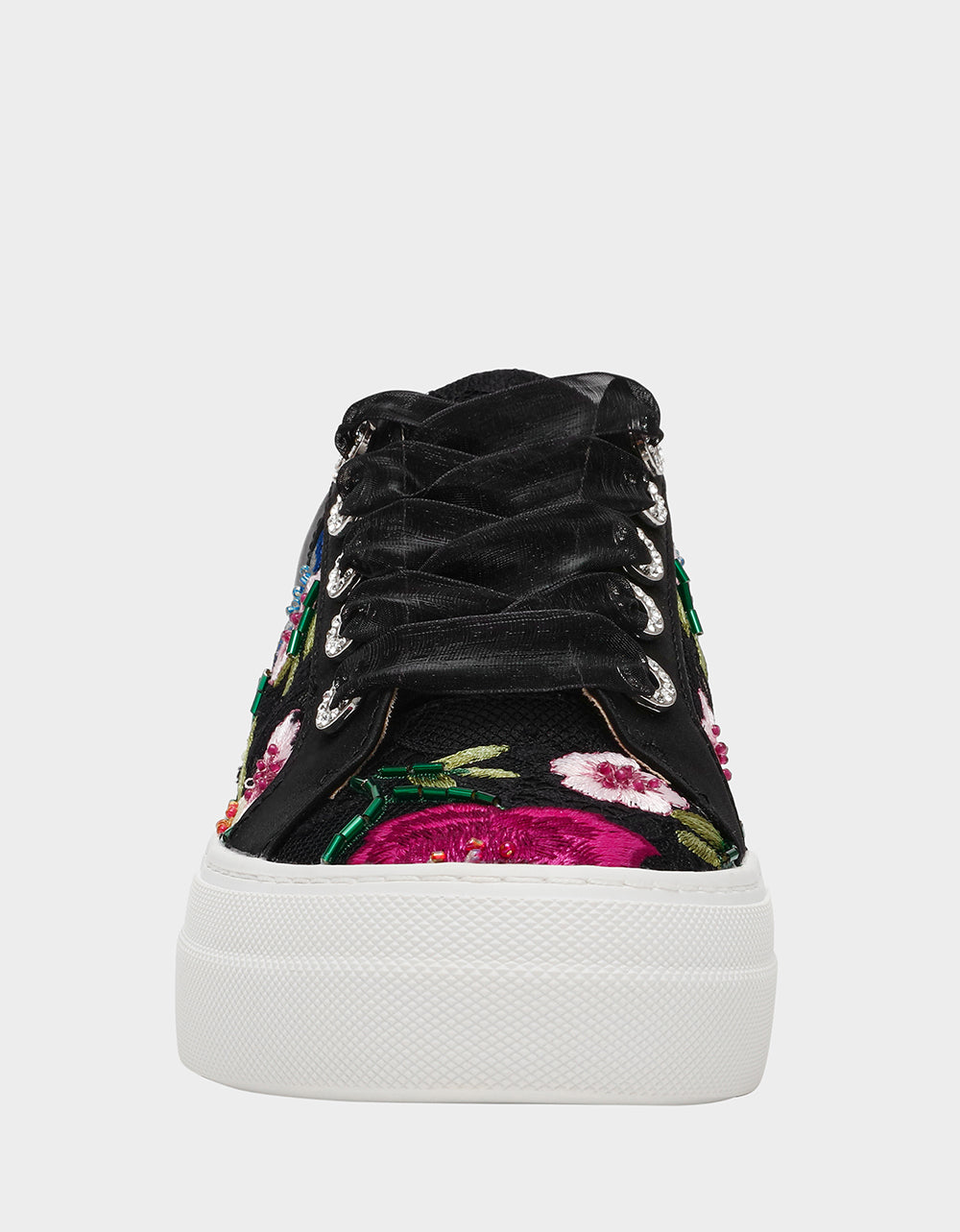 JAYLA BLACK MULTI FLORAL Platform Low-Top Lace-Up Sneaker | Betsey Johnson Featured