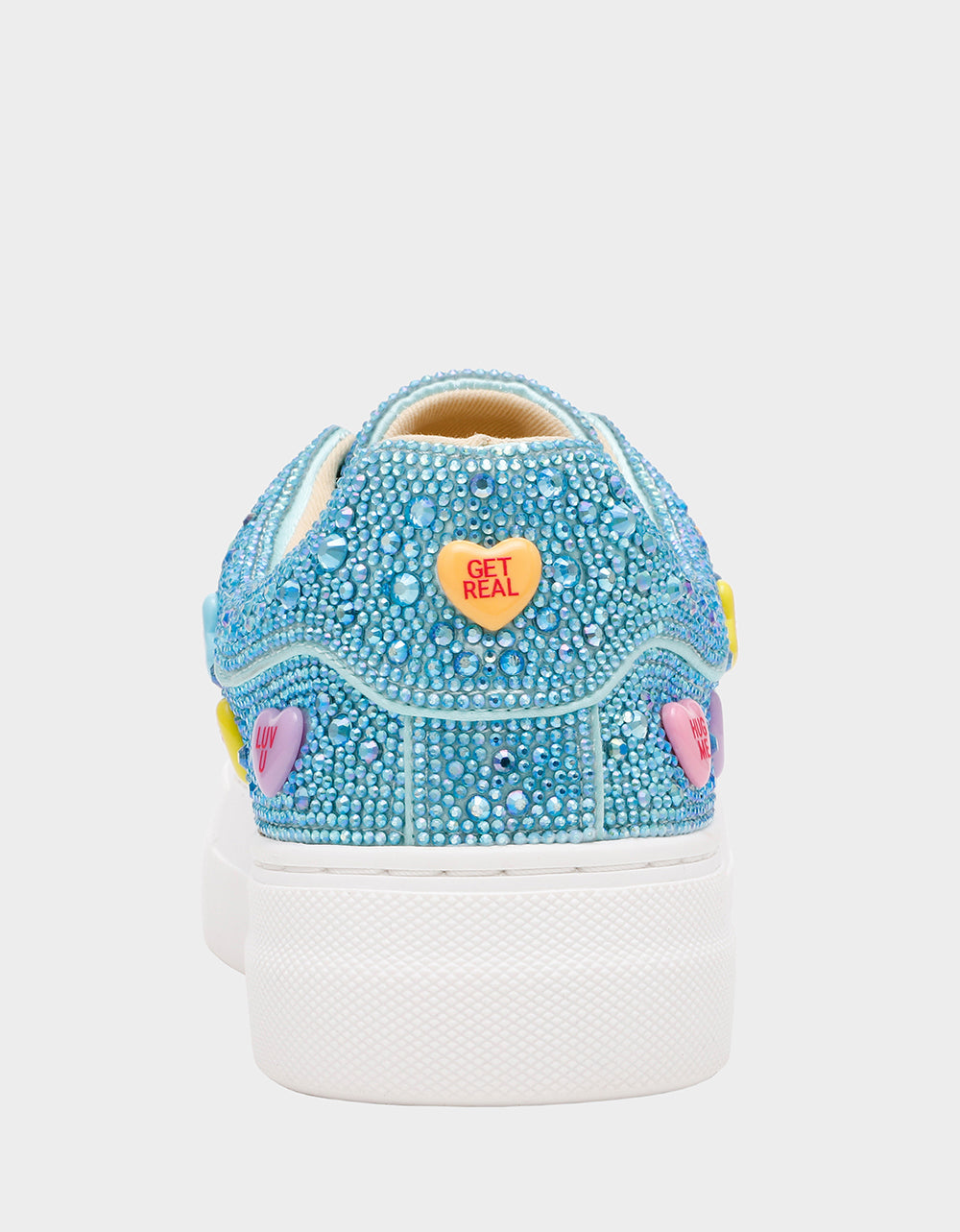 SIDNY MINT MULTI HEARTS Women's Rhinestone Candy Heart Sneakers | Betsey Johnson New
