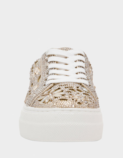 REILY LIGHT GOLD Platform Low-Top Lace-Up Rhinestone Women's Sneaker | Betsey Johnson Discount