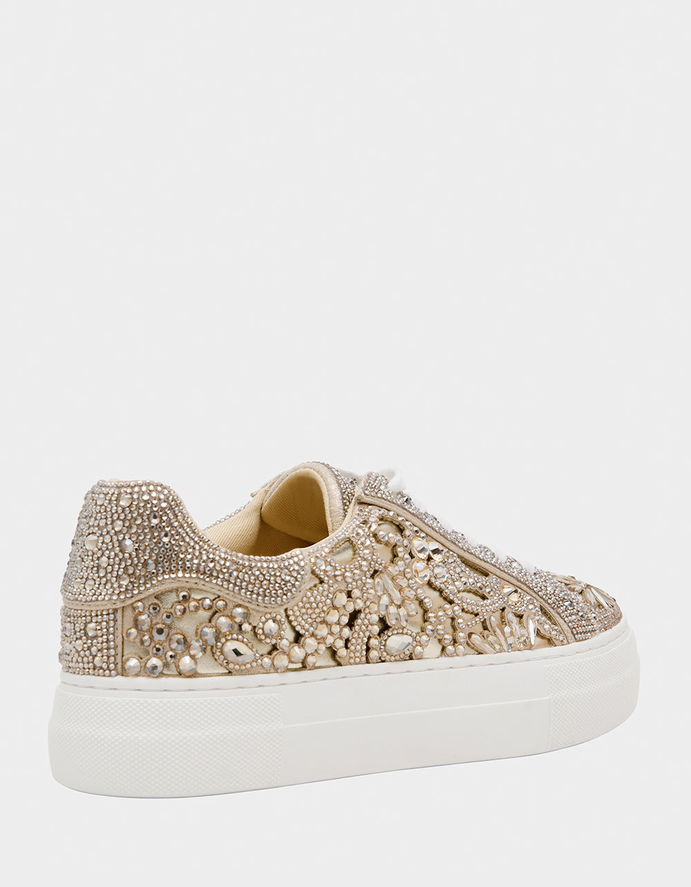 REILY LIGHT GOLD Platform Low-Top Lace-Up Rhinestone Women's Sneaker | Betsey Johnson Discount