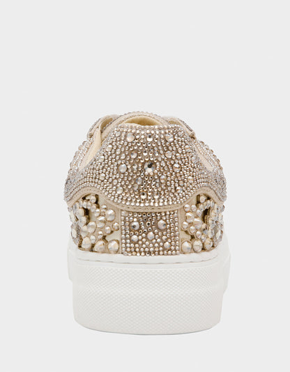 REILY LIGHT GOLD Platform Low-Top Lace-Up Rhinestone Women's Sneaker | Betsey Johnson Discount