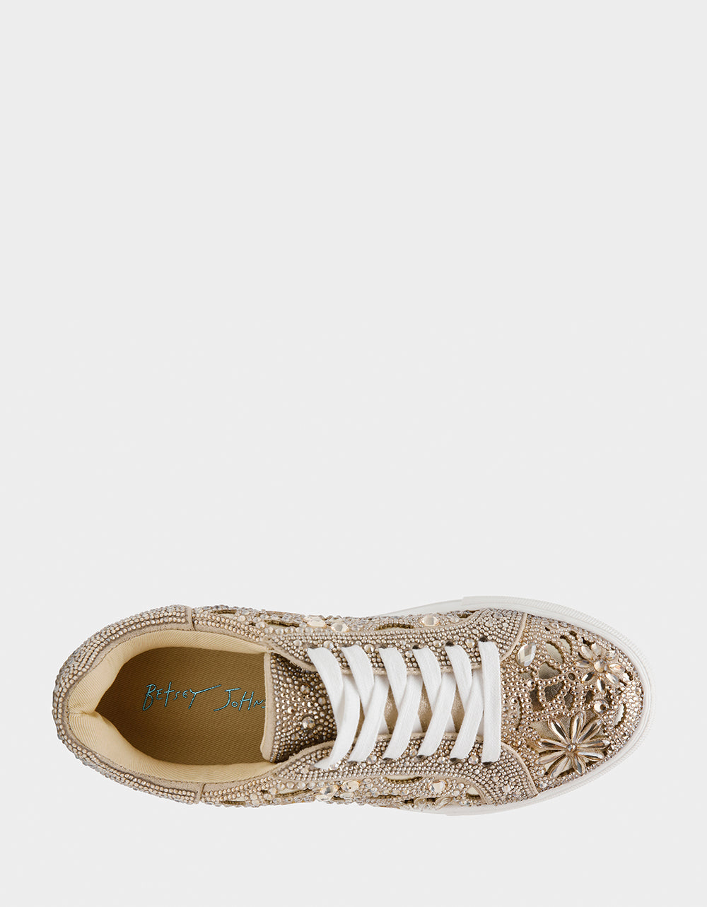 REILY LIGHT GOLD Platform Low-Top Lace-Up Rhinestone Women's Sneaker | Betsey Johnson Discount