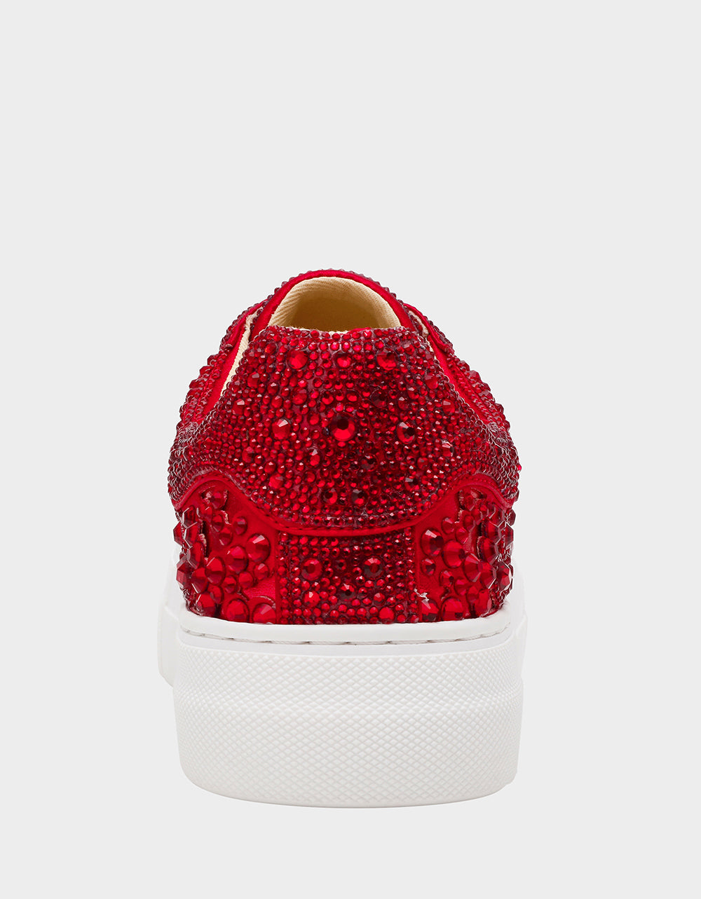 REILY RED Platform Low-Top Lace-Up Rhinestone Women's Sneaker | Betsey Johnson Trending