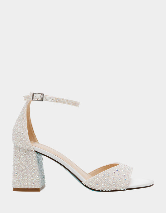 KAMI PEARL Block Heel Open Toe Women's Heel | Betsey Johnson Featured