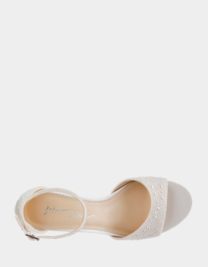 KAMI PEARL Block Heel Open Toe Women's Heel | Betsey Johnson Featured