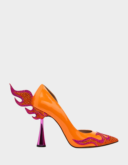 PHOENIX ORANGE MULTI Pointed-Toe Pump Women's Heel | Betsey Johnson Popular