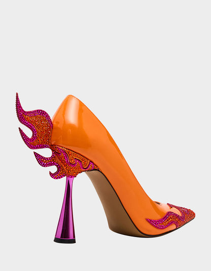 PHOENIX ORANGE MULTI Pointed-Toe Pump Women's Heel | Betsey Johnson Popular