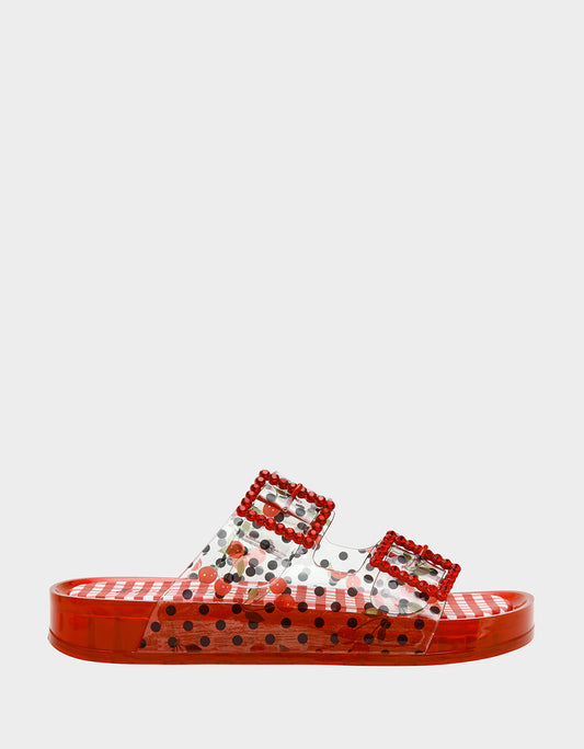 LANDIN RED MULTI Jelly Flatform Women's Sandal | Betsey Johnson Featured