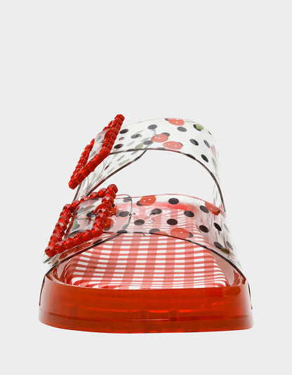 LANDIN RED MULTI Jelly Flatform Women's Sandal | Betsey Johnson Featured