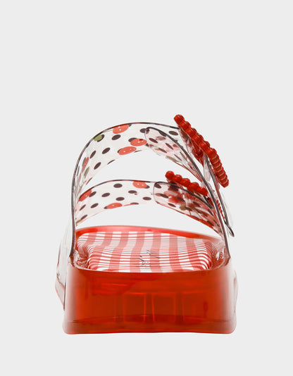 LANDIN RED MULTI Jelly Flatform Women's Sandal | Betsey Johnson Featured