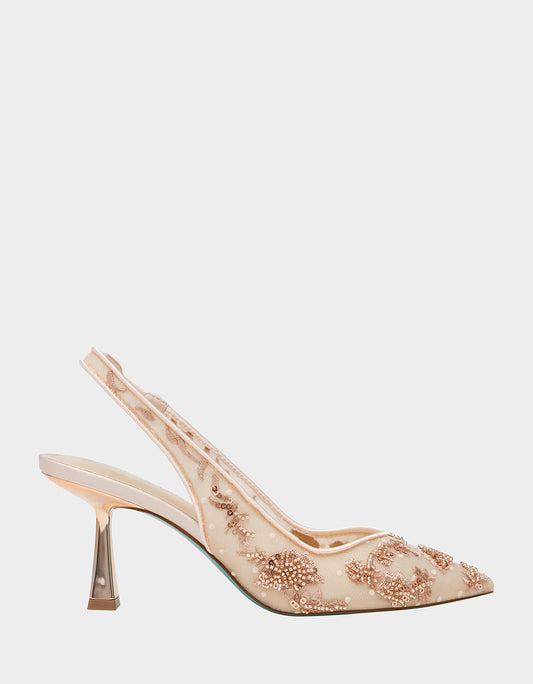 NIKKI BLUSH Slingback Pointed Toe Women's Heels | Betsey Johnson Essential