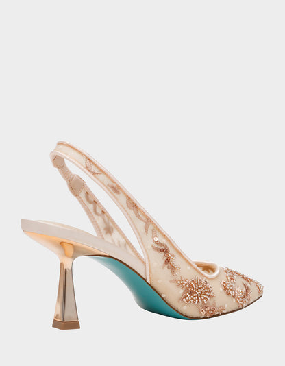 NIKKI BLUSH Slingback Pointed Toe Women's Heels | Betsey Johnson Essential