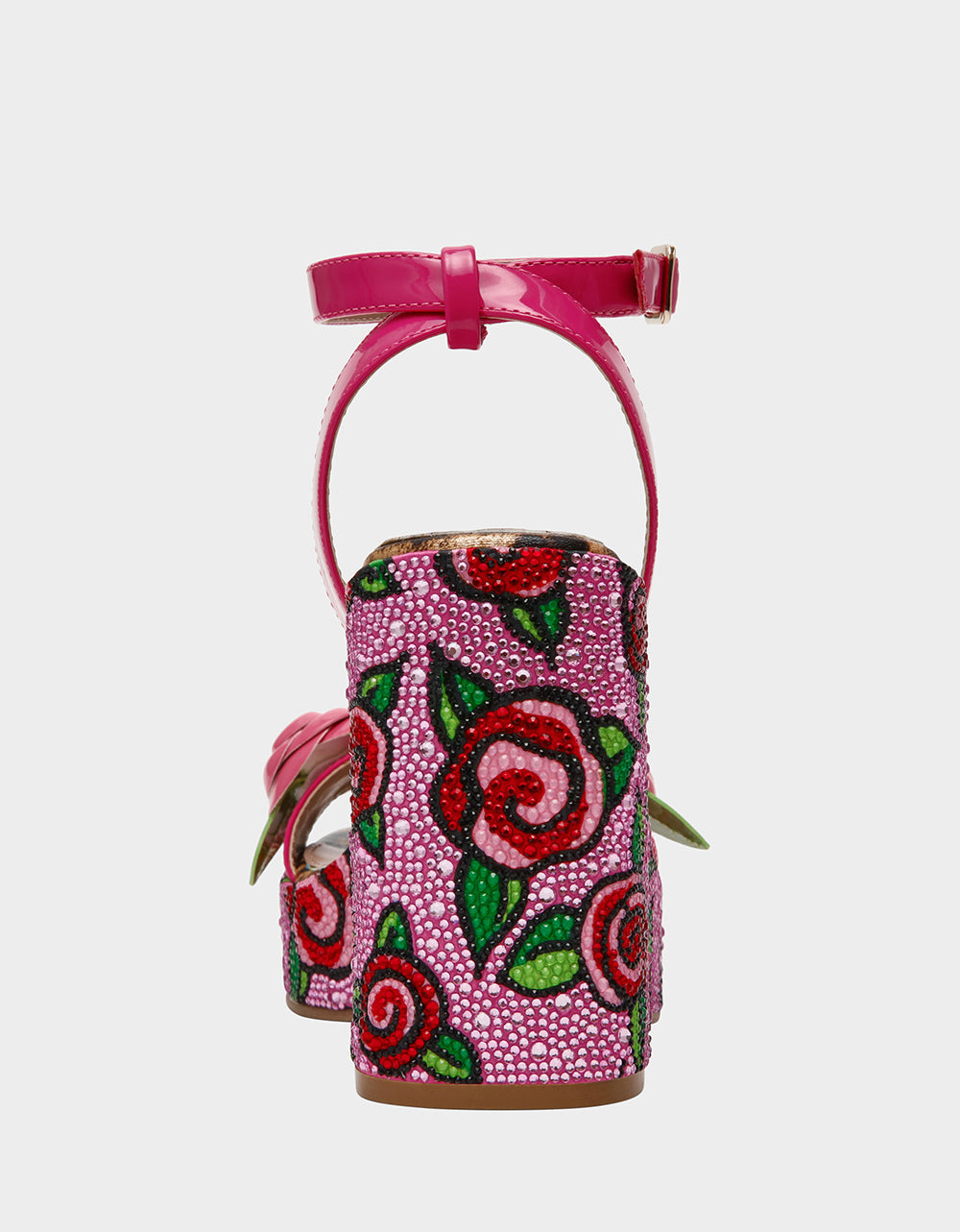 LIZZETE Fuchsia Rose Platform Flowers Embellished Women's Wedge Heel | Betsey Johnson Best Price