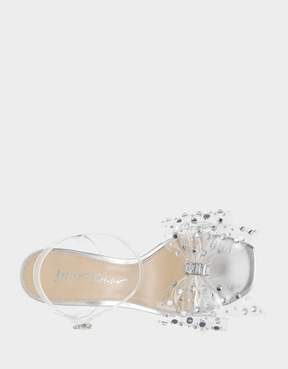 PRATT Silver Women's Rhinestone Embellished Flower Heel | Betsey Johnson Customer Favorite