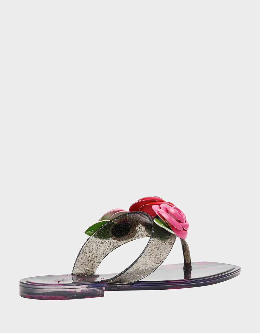 TRENTEN Black Rose Jelly Thong Strappy Women's Sandal | Betsey Johnson Essential