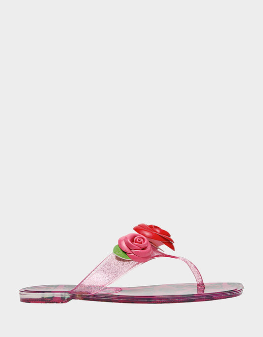 TREN01S5 FUSHIA ROSE Jelly Thong Strappy Women's Sandal | Betsey Johnson Sale