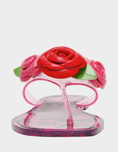 TREN01S5 FUSHIA ROSE Jelly Thong Strappy Women's Sandal | Betsey Johnson Sale