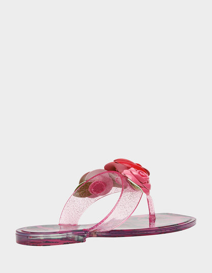 TREN01S5 FUSHIA ROSE Jelly Thong Strappy Women's Sandal | Betsey Johnson Sale