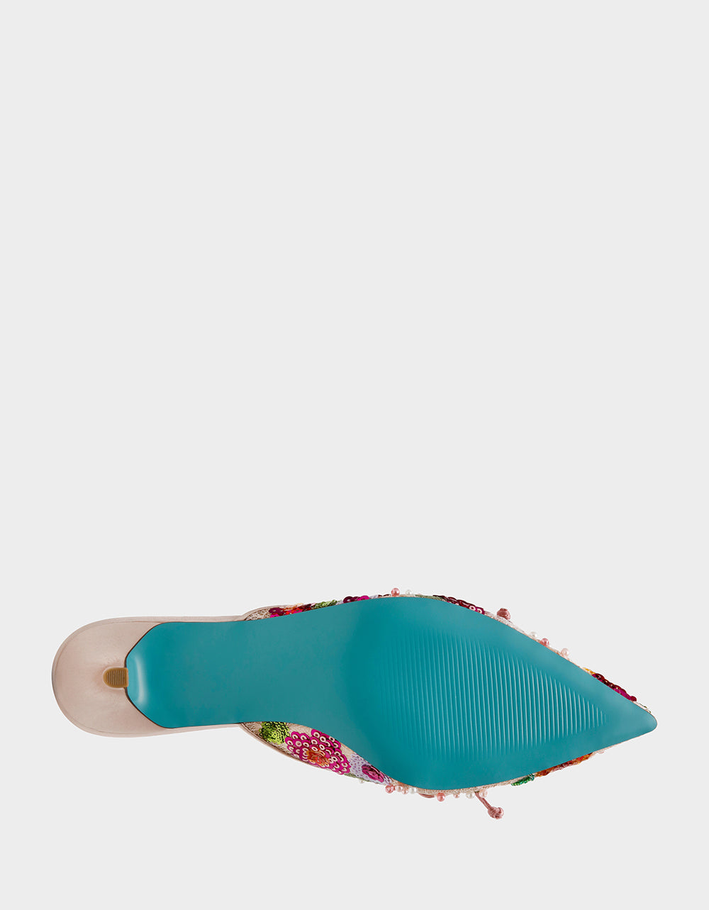 KEELY Nude Floral Pointed-Toe Mule Embellished Women's Kitten Heel | Betsey Johnson Latest