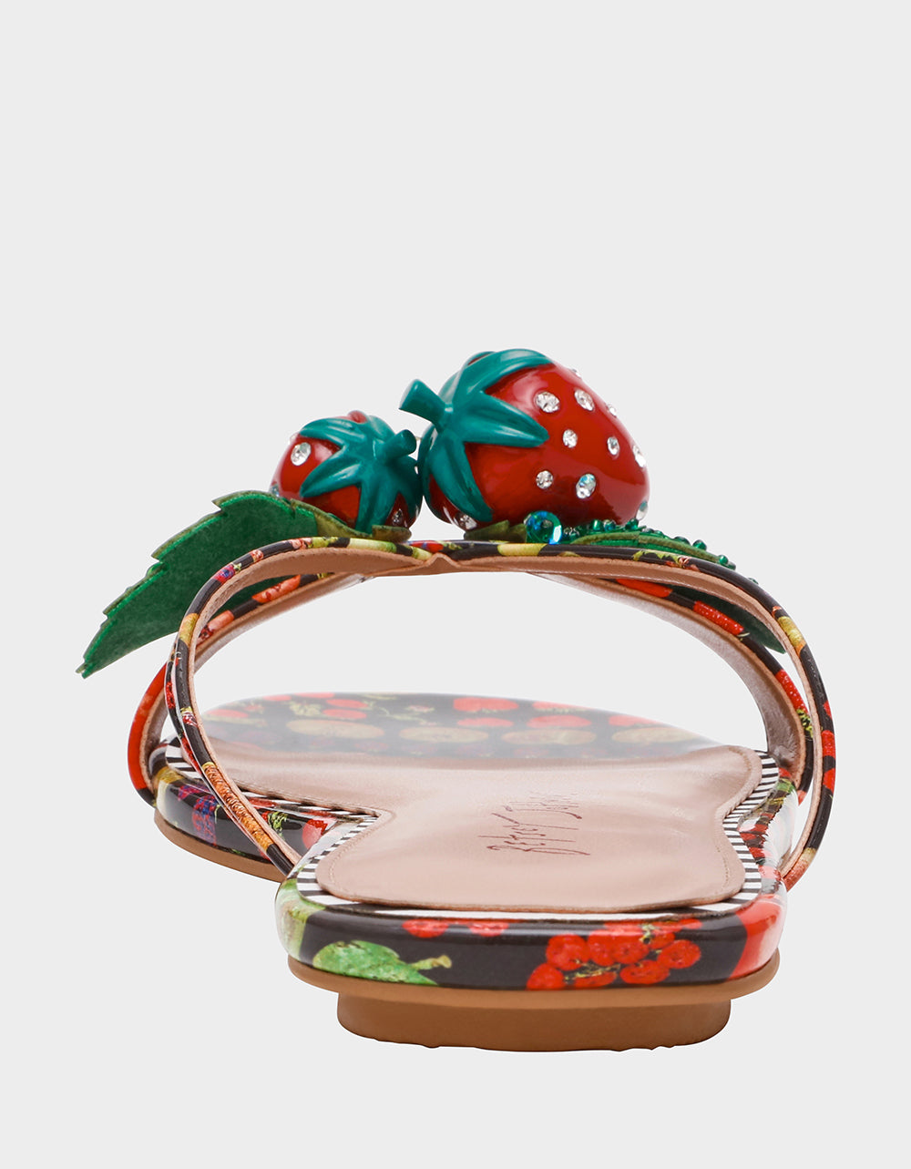 GARRIK BLACK MULTI Women's Thong Strappy Fruit Printed Sandal | Betsey Johnson Everyday