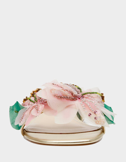 ROSIA Light Gold Flower Embellished Pearl Square-Toe Women's Block Heel | Betsey Johnson Great Value