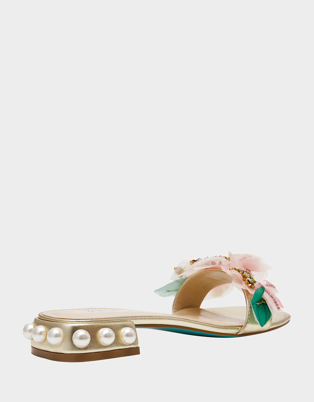 ROSIA Light Gold Flower Embellished Pearl Square-Toe Women's Block Heel | Betsey Johnson Great Value