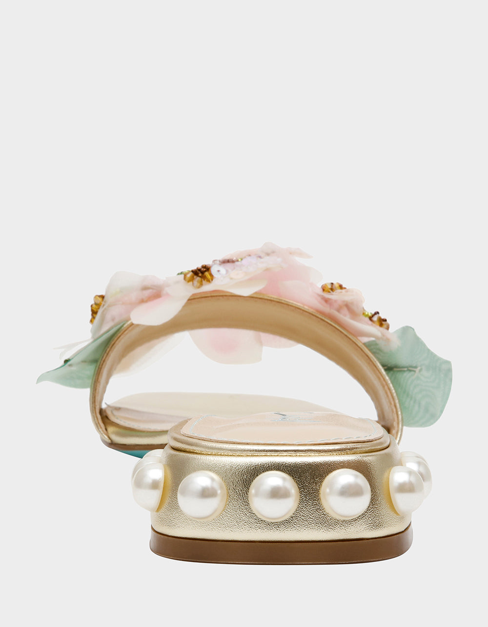 ROSIA Light Gold Flower Embellished Pearl Square-Toe Women's Block Heel | Betsey Johnson Great Value