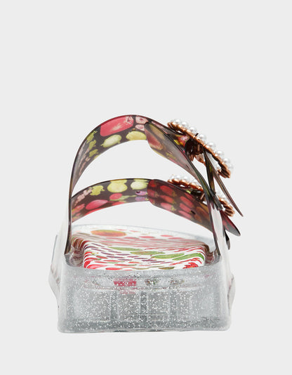 LANDIN BLACK MULTI Jelly Flatform Women's Sandal | Betsey Johnson Signature
