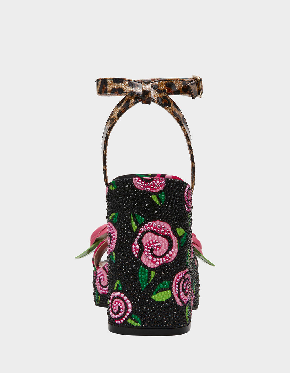 LIZZETE Black Rose Platform Flowers Embellished Women's Wedge Heel | Betsey Johnson Discount