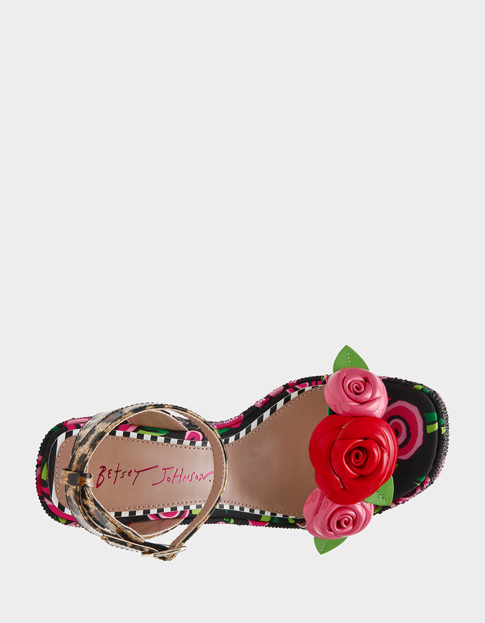 LIZZETE Black Rose Platform Flowers Embellished Women's Wedge Heel | Betsey Johnson Discount