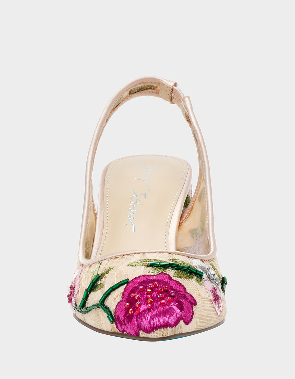 LIRA BLUSH MULTI FLORAL Pointed-Toe Slingback Mesh Women's Heel | Betsey Johnson Best Seller