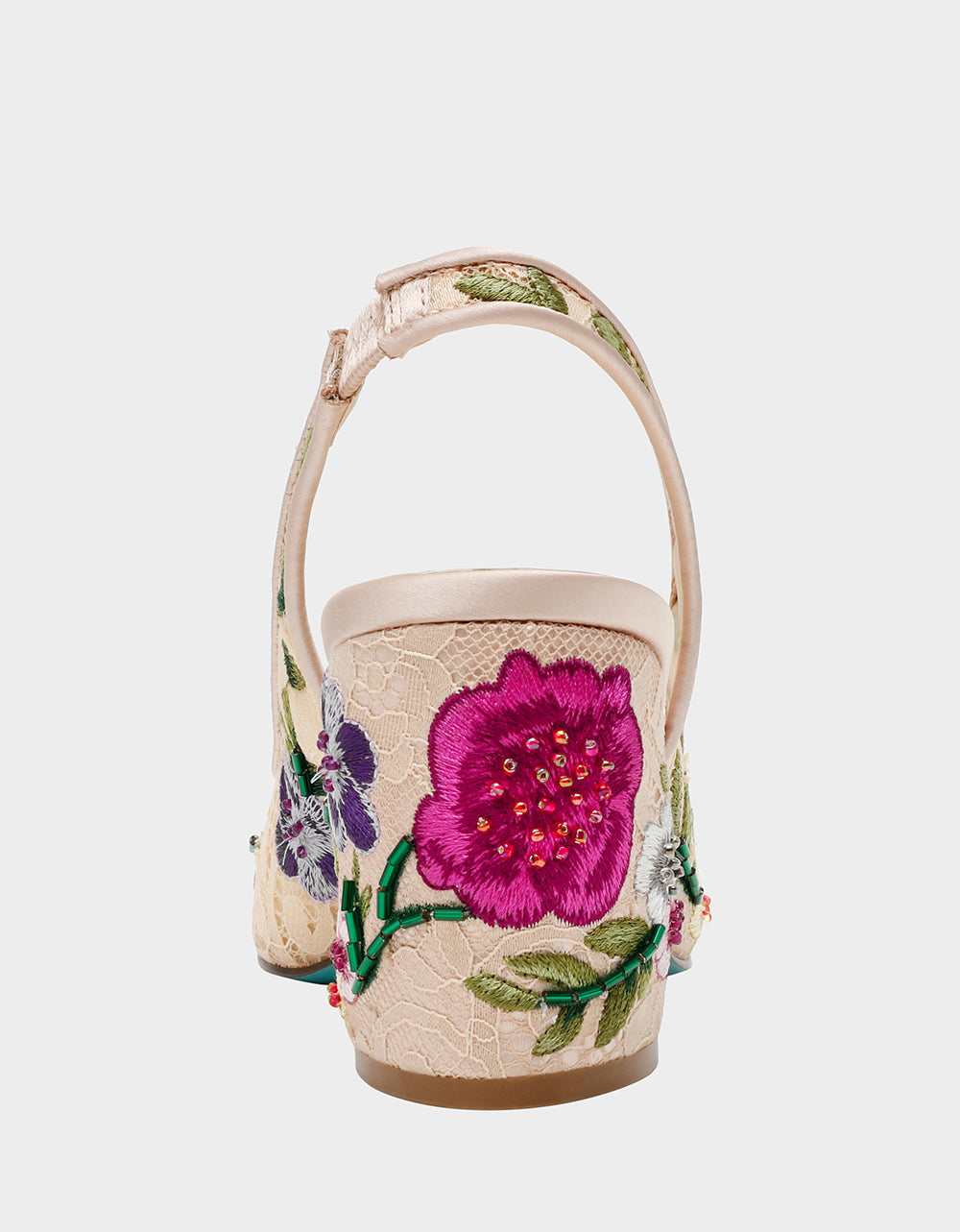 LIRA BLUSH MULTI FLORAL Pointed-Toe Slingback Mesh Women's Heel | Betsey Johnson Best Seller