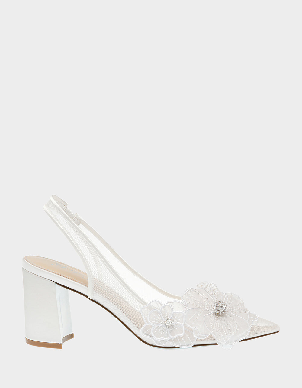 PETRA IVORY Slingback Floral Mesh Block Heel | Betsey Johnson Essential