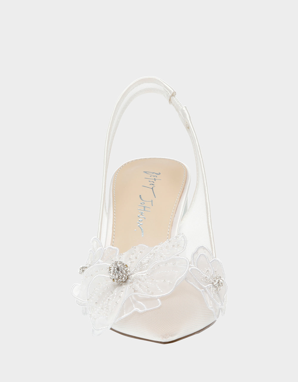 PETRA IVORY Slingback Floral Mesh Block Heel | Betsey Johnson Essential
