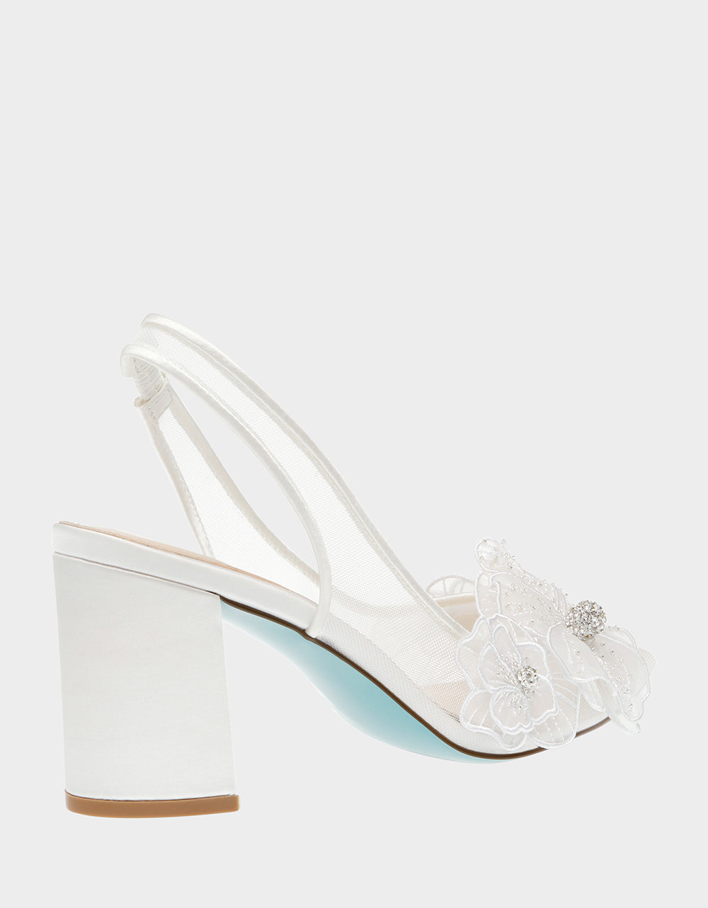 PETRA IVORY Slingback Floral Mesh Block Heel | Betsey Johnson Essential