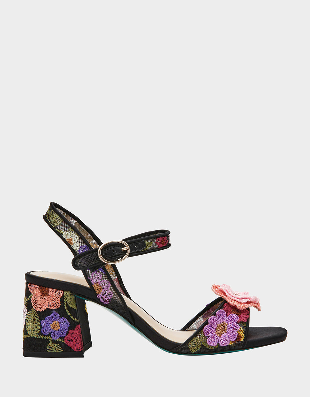 BLARE BLACK FLORAL Square-Toe Slingback Block Heel | Betsey Johnson Trusted