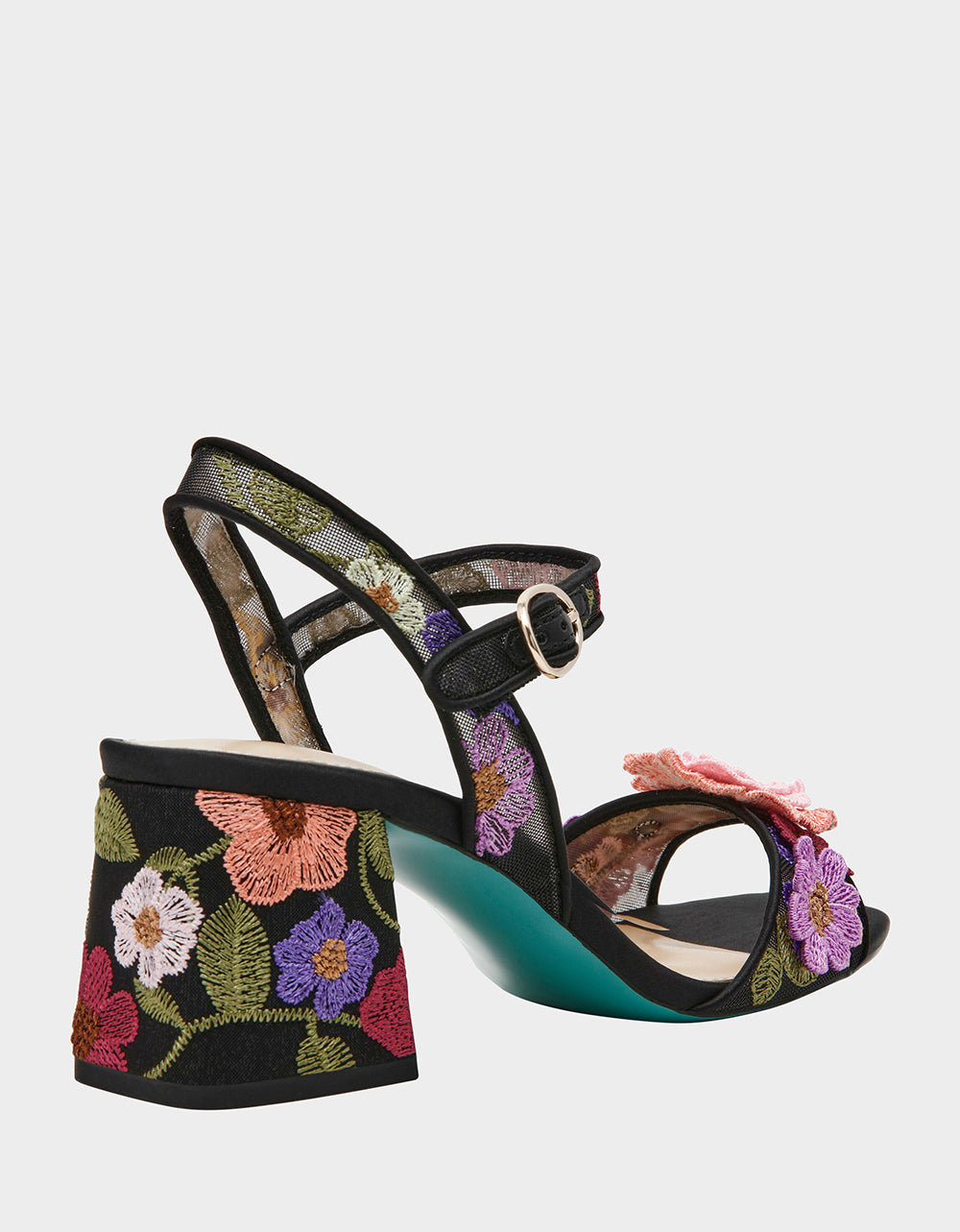 BLARE BLACK FLORAL Square-Toe Slingback Block Heel | Betsey Johnson Trusted