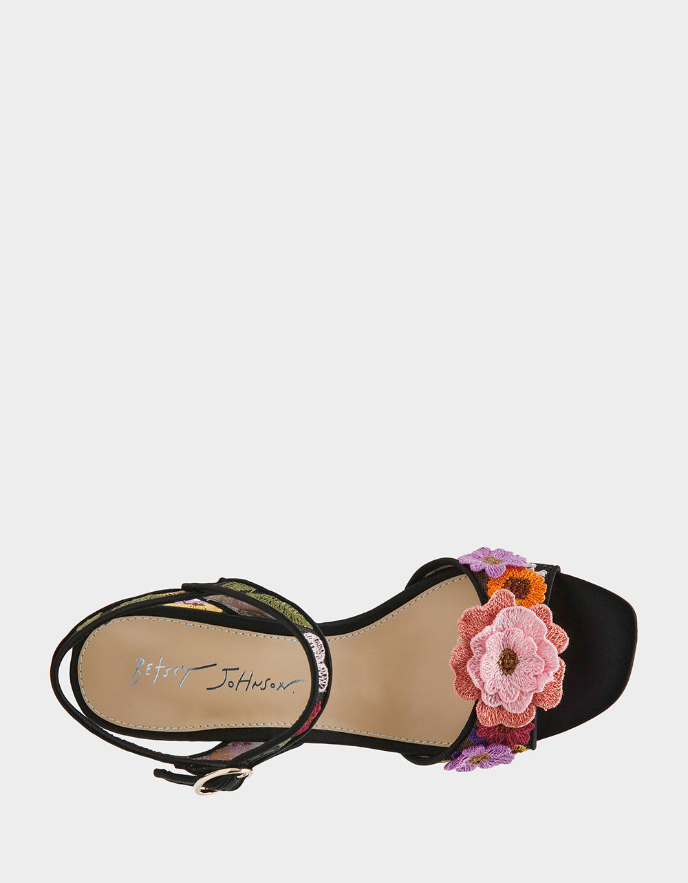 BLARE BLACK FLORAL Square-Toe Slingback Block Heel | Betsey Johnson Trusted