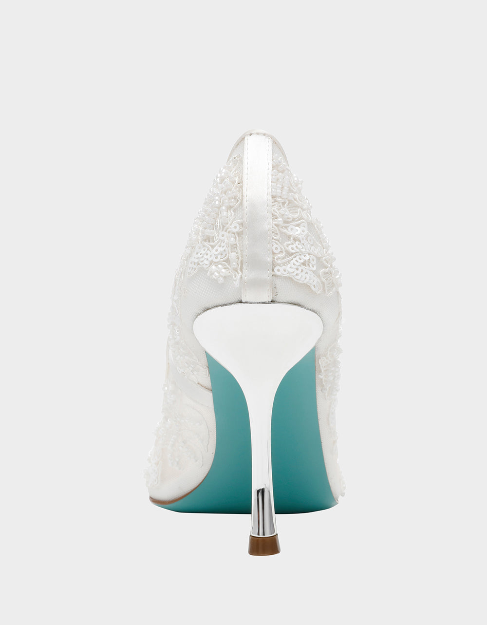 JENII IVORY Pointed-Toe Mesh Embellished Floral Print Pump Women's Heel | Betsey Johnson Featured