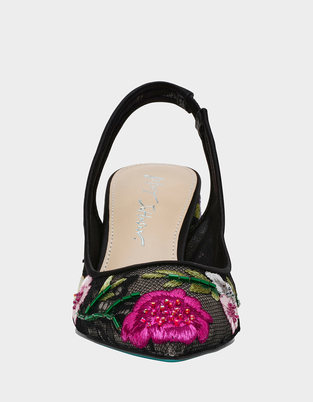 LIRA BLACK MULTI FLORAL Pointed-Toe Slingback Mesh Women's Heel | Betsey Johnson Best Price