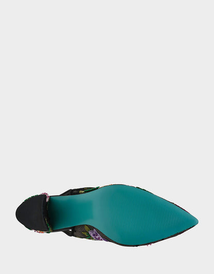 LIRA BLACK MULTI FLORAL Pointed-Toe Slingback Mesh Women's Heel | Betsey Johnson Best Price