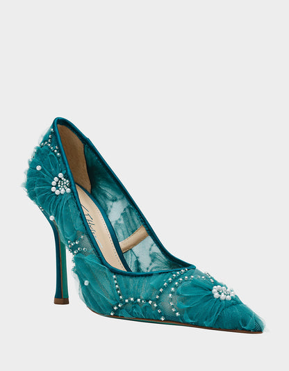 ROXIE EMERALD Pointed-Toe Mesh Stiletto Pump Women's Heel | Betsey Johnson Value